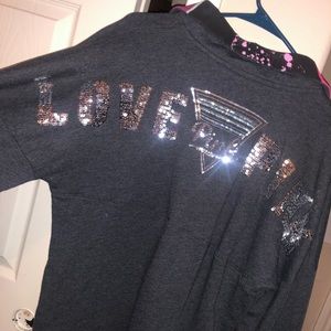 VS PINK grey sparkle button up sweater